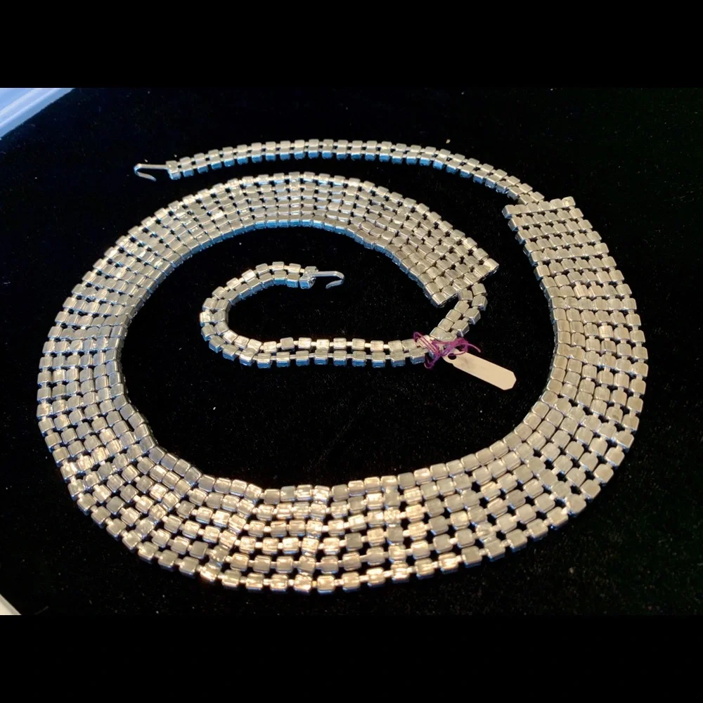 Vintage belt silvertone rhinestone costume bling